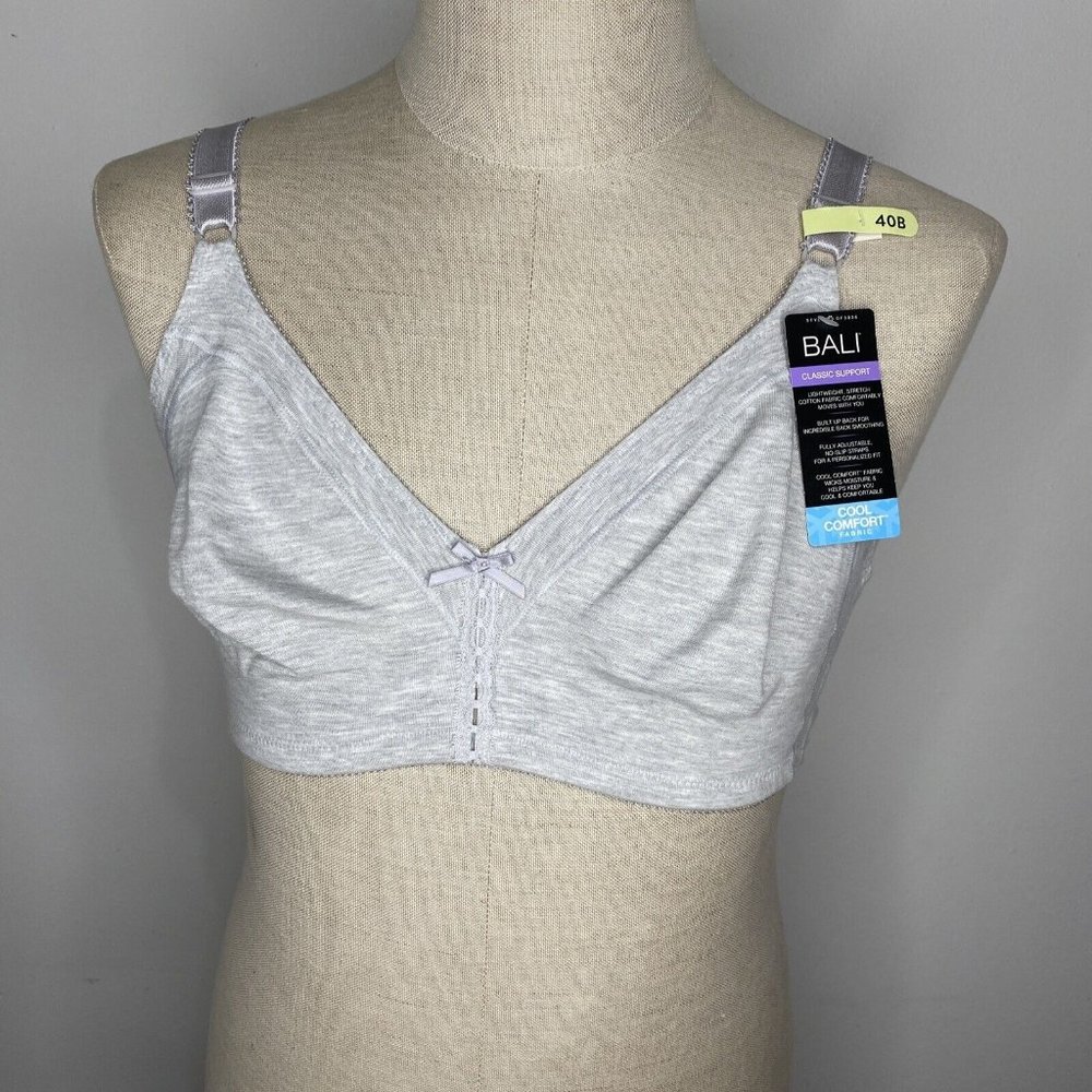 New Bali Bra Sz 40B Grey Full Coverage Lift Cool Comfort Wireless Style DF3036